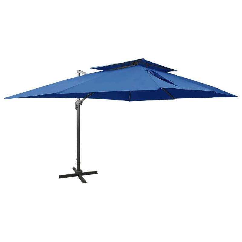 VidaXL Parasol de jardin en porte-à-faux avec double toit bleu azuré Modèle Titan Select - bleu 312379_0