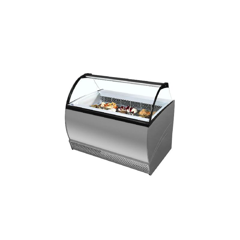 Vitrine réfrigérée négative à crèmes glacées, 20 bacs NAPOLI, grise, sur roulettes, 550 W, 220 V - MONO_0