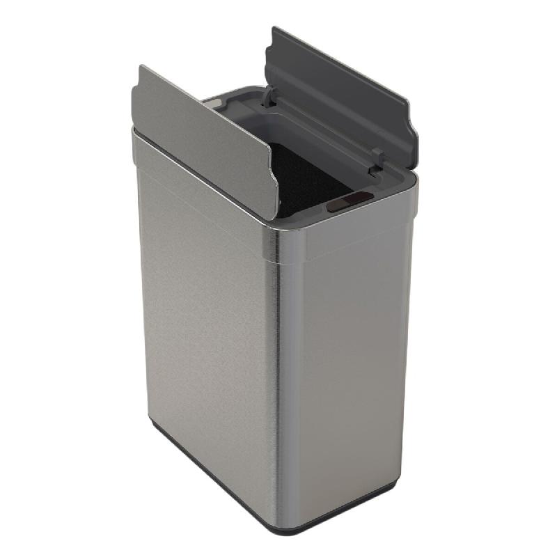 WellHome - Poubelle en acier inoxydable avec capteur automatique et couvercle à ouverture en ailes, couleur métallique, 70L - 41 x 26,5 x 77 cm - ar_0