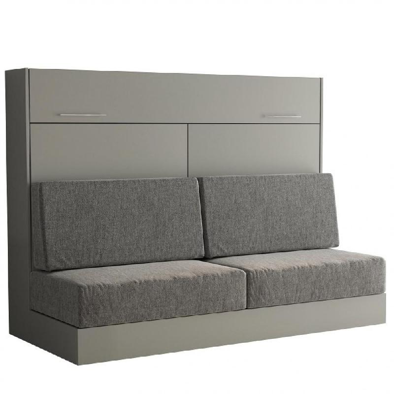 ARMOIRE LIT ESCAMOTABLE VERTIGO SOFA GRIS CANAPÉ GRIS COUCHAGE 140*200 CM_0