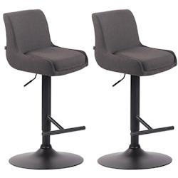 CLP Lot de 2 Tabourets de bar Club en Tissu Gris foncé/Noir - gris textile 318878_0
