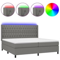 Décoshop26 - Lit LED avec sommier, tête de lit réglable et matelas 200x200 cm en tissu gris foncé TDL0208311 - gris_0