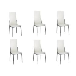 Décoshop26 - Set de 6 chaises de salle à manger cuisine design classique en PVC blanc cadre chromé DEC025671 - blanc 3000255379422_0
