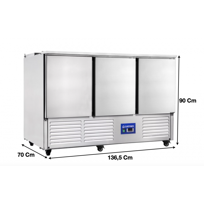 Desserte table réfrigérée avec couvercle et plan de travail 3 portes - S903_0