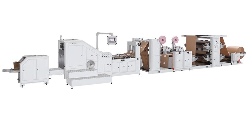 Lsb-330xld + tp + lst-41100 machine de fabrication de sacs en papier avec poignée de poinçonnage de patch d'impression flexographique entièrement automatique_0