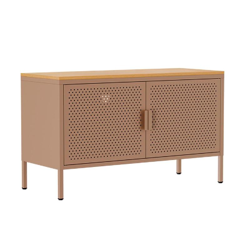Oviala Business Buffet moderne 2 portes L100 cm en métal marron - marron acier 113980_0