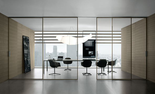 Porte de séparation - verre semi-transparent opale - sécurisée et acoustique élevée - sur mesure_0