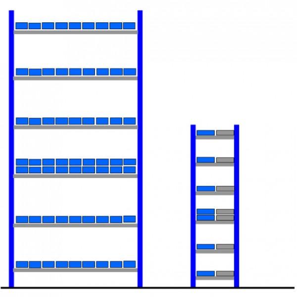 Rayonnage avec bacs éco Bleu - Gris Départ - 120 bacs_0