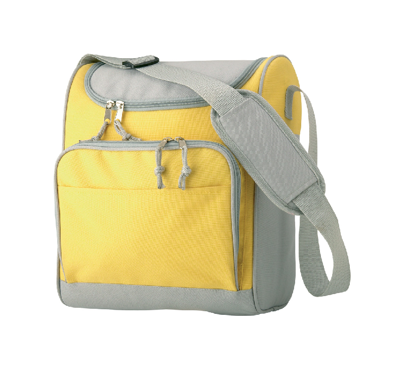 Sac isotherme - zippé avec bandoulière réglable et poche avant - 600D polyester - couleur jaune_0