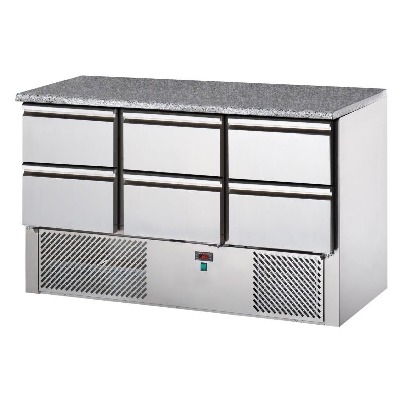 SALADETTE RÉFRIGÉRÉE SURFACE DE TRAVAIL EN GRANIT - 350 LITRES, 6 TIROIRS PROFESSIONNEL_0