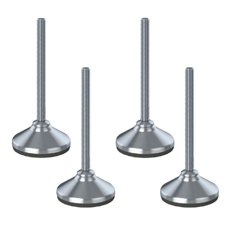 Pieds de nivellement en acier inoxydable 12x150x80mm base et patin anti-vibration 1000kg-Set of 4_0