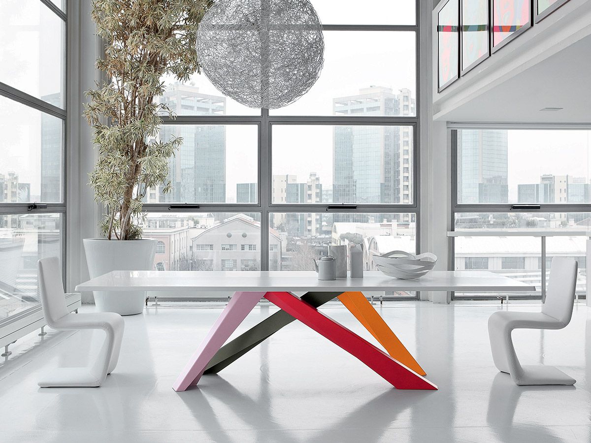 Table de réunion Big Table - structure en acier colorée et plateau en bois - design Alain Gilles_0