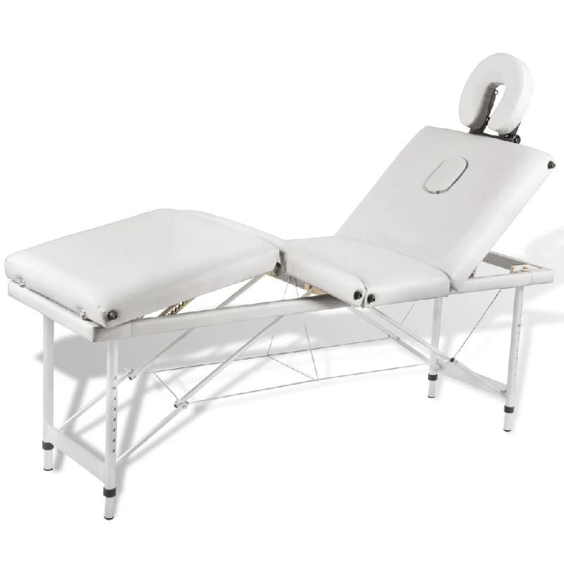 TABLE PLIABLE DE MASSAGE 4 ZONES AU CADRE INOX BLANC CRÈME 02_0001877_0