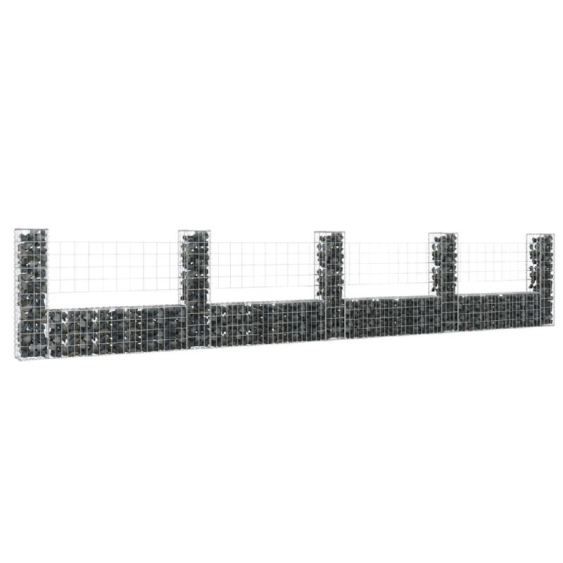 Vidaxl panier de gabion en forme de u avec 5 poteaux fer 500x20x100 cm 151278_0