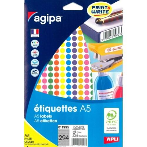 2058 pastilles adhésives coloris assortis, diamètre 8 mm (7 feuilles A5 / cdt) - 3270240119955_0