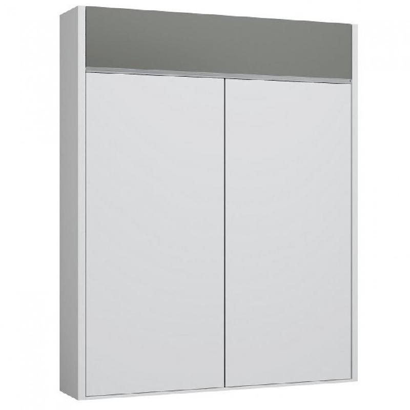 ARMOIRE LIT ESCAMOTABLE ALADYNO BLANC MAT BANDEAU GRIS MAT 160*200 CM_0