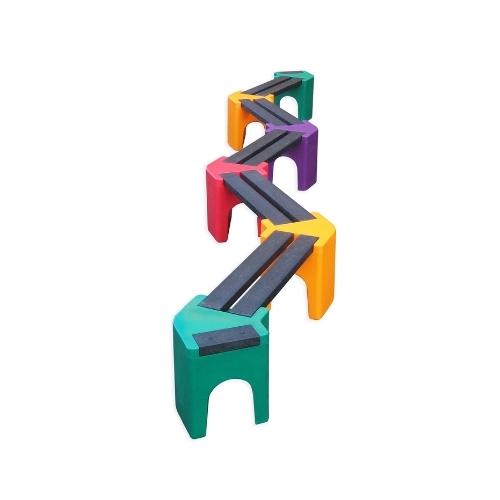 Banc enfant en forme de zigzag - multicolore, plastique recyclé, résistant aux intempéries_0