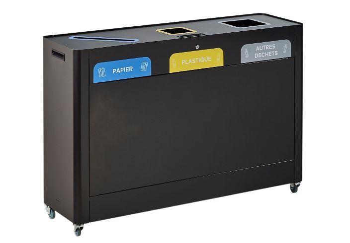 Borne de Tri Trimouv - 60L ou 110L - Acier poudré anti-UV - 4 Roulettes multidirectionnelles_0