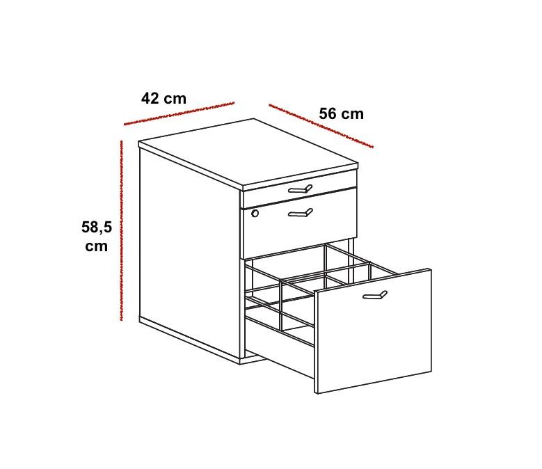 Caisson mobile 2 tiroirs  + 1 tirette plumier - QUADRIFOGLIO - Gris_1