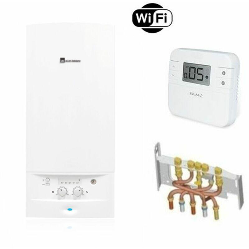 CHAUDIÈRE GAZ BASNOX ACLEIS ELM LEBLANC 24 KW / CHEMINÉE COMPLÈTE