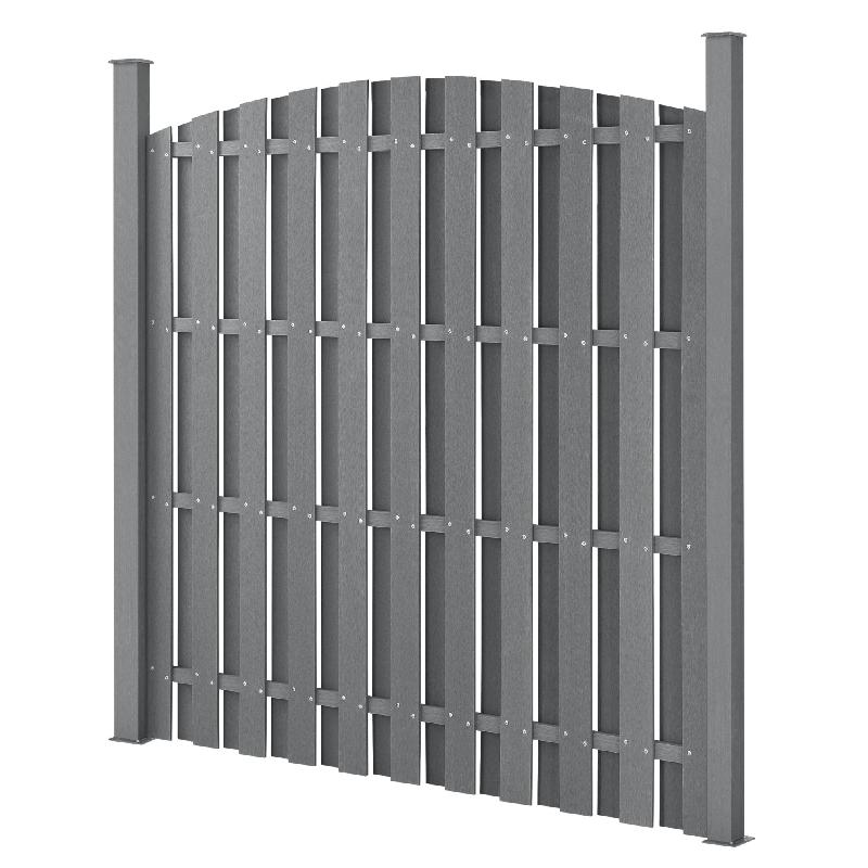 CLÔTURE EN PLEIN CINTRE BRISE VUE BRISE VENT BOIS COMPOSITE WPC GRIS 185 X 193 CM 03_0001489_0