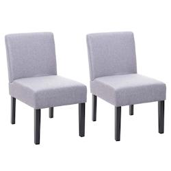 Décoshop26 - Lot de 2 chaises à manger en tissu gris clair pieds en bois design simple siège extra long 04_0000394 - gris 3000253378984_0