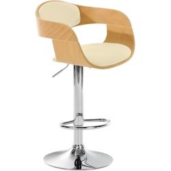 Décoshop26 - Tabouret de bar x1 design scandinave en PVC crème et structure en bois clair 10_0005041 - 3000252427447_0