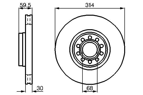 Disque de frein Bosch 0986478617 - ventilé intérieur - 10 trous - épaisseur 30 mm_0