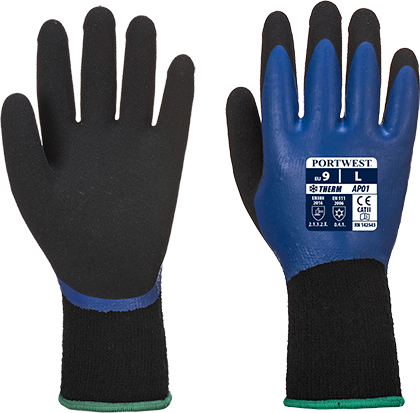 Gants de protection thermique Thermo Pro Glove - Bleu/Noir - AP01 - Taille XL - Isolation contre le froid et résistance à l'abrasion_0