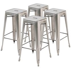 Oviala Business Lot 4 tabourets de bar en métal gris mat - gris acier 105793_0