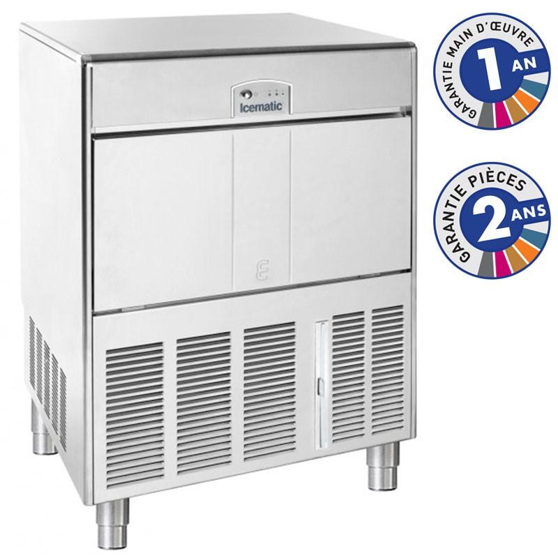 Machine à glaçons creux E60 Icematic - 60 kg/jour - Stockage 28 kg - Acier inoxydable_0