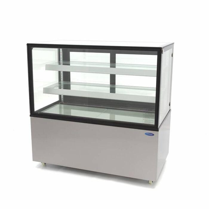 Maxima - Vitrine réfrigérée 400L - acier inoxydable, double vitrage, 2 étagères, ventilateur, R290, 2-8 C, porte coulissante, roues - 121.5x67.5x_0