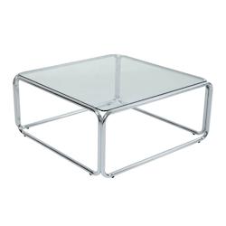 Oviala Business Oviala Table basse carrée L90 cm en métal et en verre transparent - transparent verre 114447_0