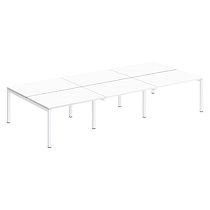 Pôle 6 bureaux droits Teamline L 360 cm - plateaux blanc piètement métal blanc arche_0