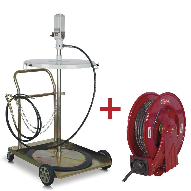 Pack pompe à graisse pneumatique avec enrouleur de 15m MW Tools VP200 SET_0