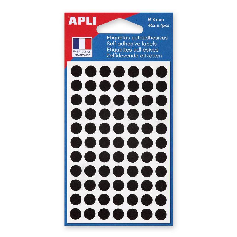 PASTILLES ADHESIVES DE COULEUR AGIPA Ø 8 MM - POCHETTE DE 462 - COLORIS NOIR