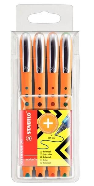 STABILO worker+ Medium Penna Roller colore Blu - Astuccio da 4, 4 Pezzi - 2018/4_0