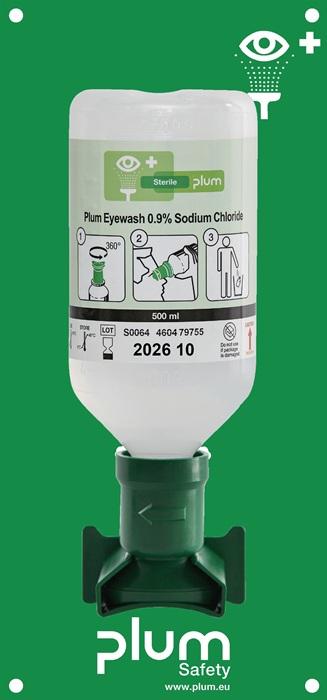 Station de douche oculaire PLUM - 0,5 L avec support mural et pictogramme - Durée de conservation 3 ans (non ouvert)_0