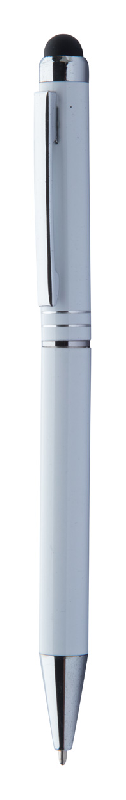 Stylo à bille avec stylet en aluminium – encre bleue, couleur blanche, poids 8.5 g_0