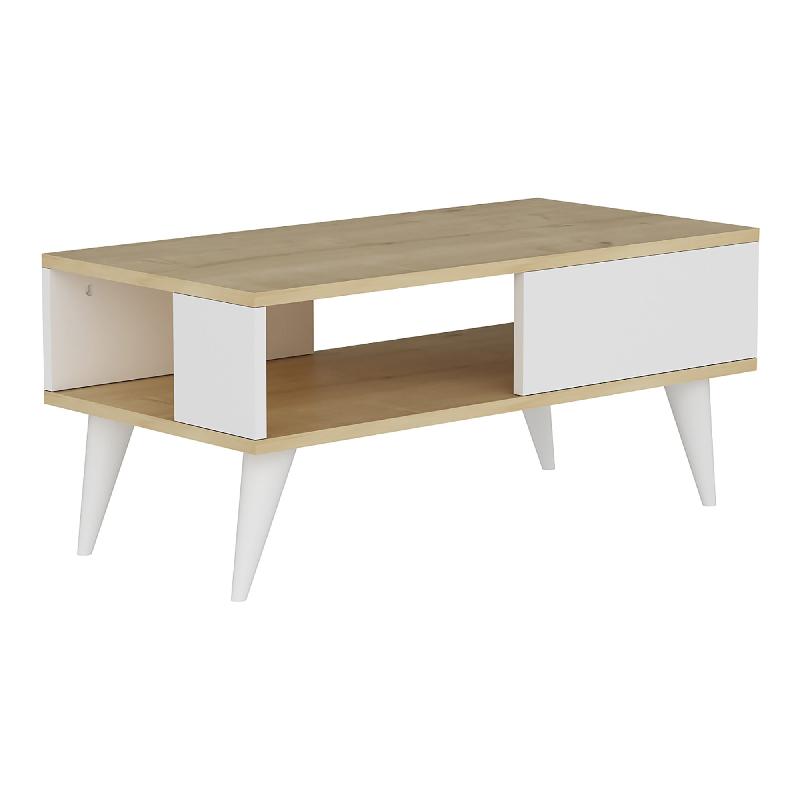 Table basse avec espace de rangement - 40 x 90 x 45 cm - effet chêne / blanc - 03_0008460_0