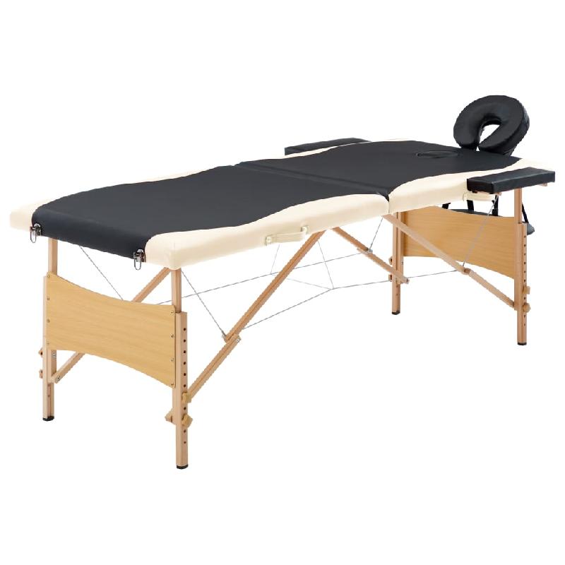 TABLE DE MASSAGE PLIABLE 2 ZONES BOIS NOIR ET BEIGE 02_0001814_0