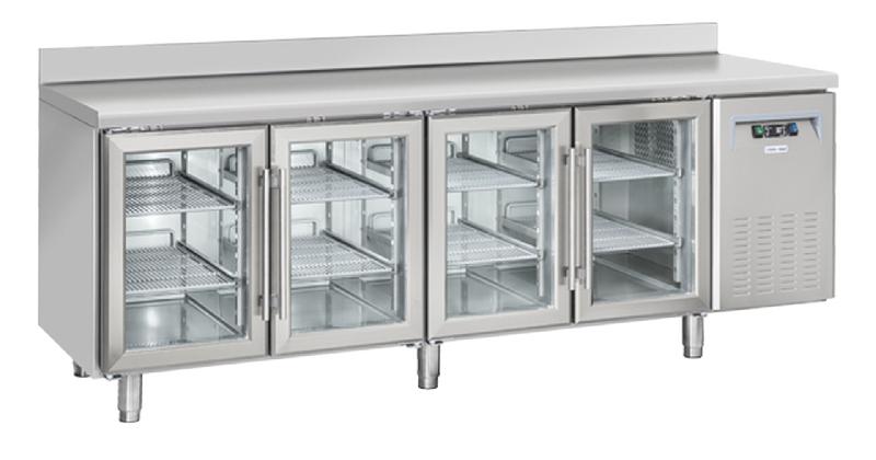 Table réfrigérée positive 4 portes vitrées avec dosseret gn1/1 inox 570l - QRG 4200 - CH_0