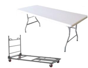 Tables pliantes en polypropylène avec chariot de transport - Offre promotionnelle_0
