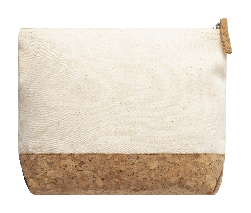 Trousse à maquillage zippée - coton et liège naturel - beige - 38 gr_0