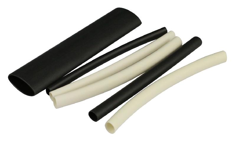 10 gaines thermorétractables blanc/noir - longueur 0.08m - diamètre de 3.2 à 12.7mm - ZENITECH_0