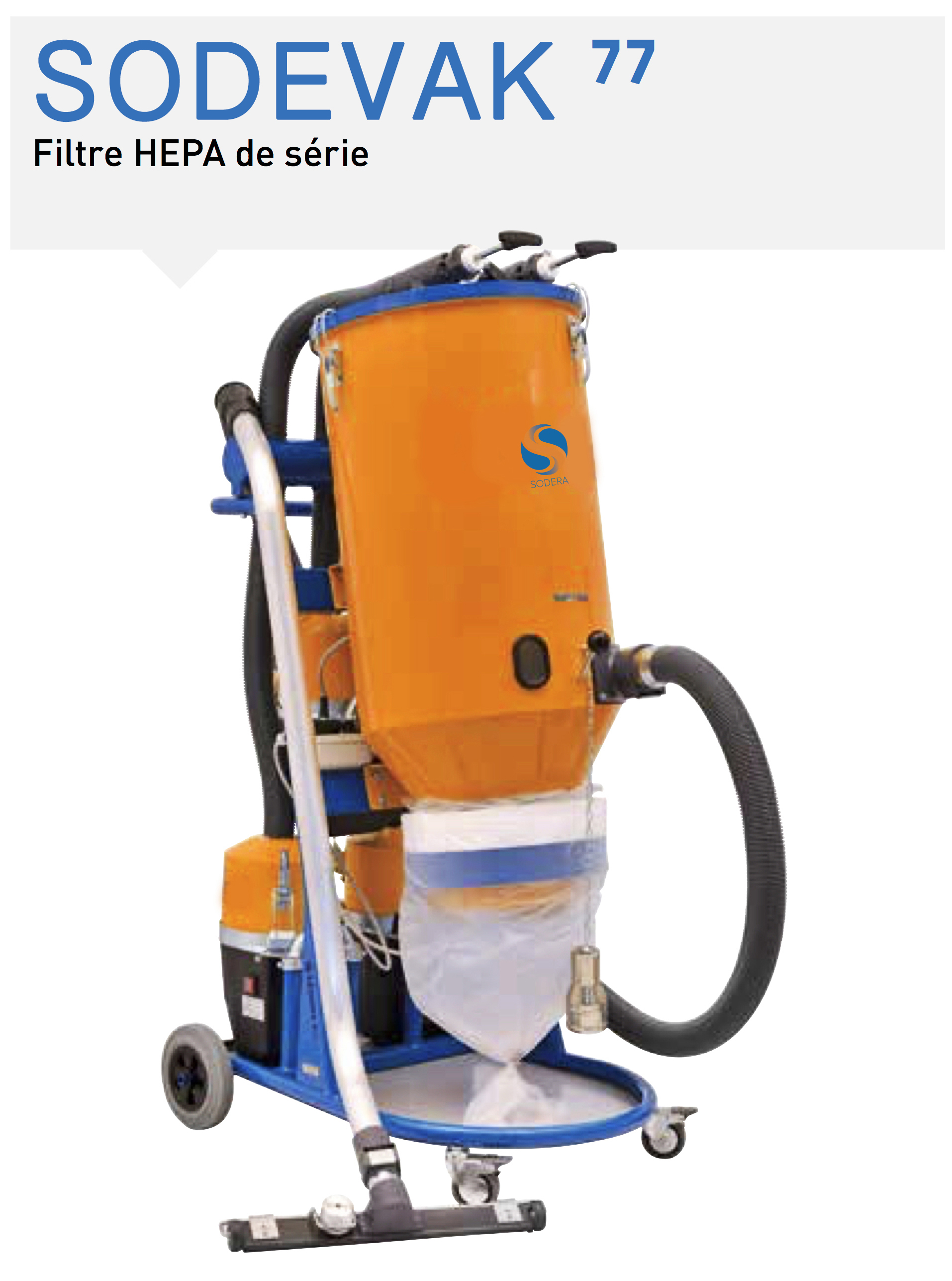 Aspirateur industriel poussières ponceuses - Sodevak 77 - 3 moteurs indépendants avec auto-nettoyage_0