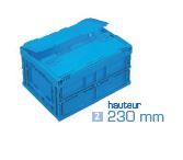 Bac pliable plein avec couvercle intégré - BAC147BP4322000 - 21L - couleur bleu - poignées ouvertes_0