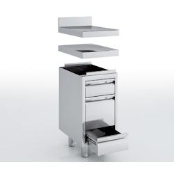 ERATOS Meuble Neutre Central Avec 2 Tiroirs Aisi-304 18/10 Prof.700 - Sans Dosseret - 400X700X850 MNC32-70C - Acier inoxydable 18/10 MNC32-70C_0