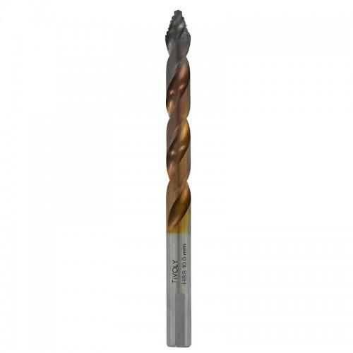 FORET MÉTAUX HSS TAILLÉ MEULÉ TSP QUEUE À 3 MÉPLATS-AFFÛTAGE TIVOLY SMART POINT-REVÊTU FUSIO-DIAMÈTRE 9,5 MM TIVOLY
