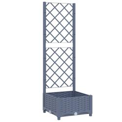 Helloshop26 - Jardinière bac lit surélevé plantes fleurs terrasse jardin avec treillis 40 x 40 x 121,5 cm PP gris 02_0038283 - 3000214161914_0